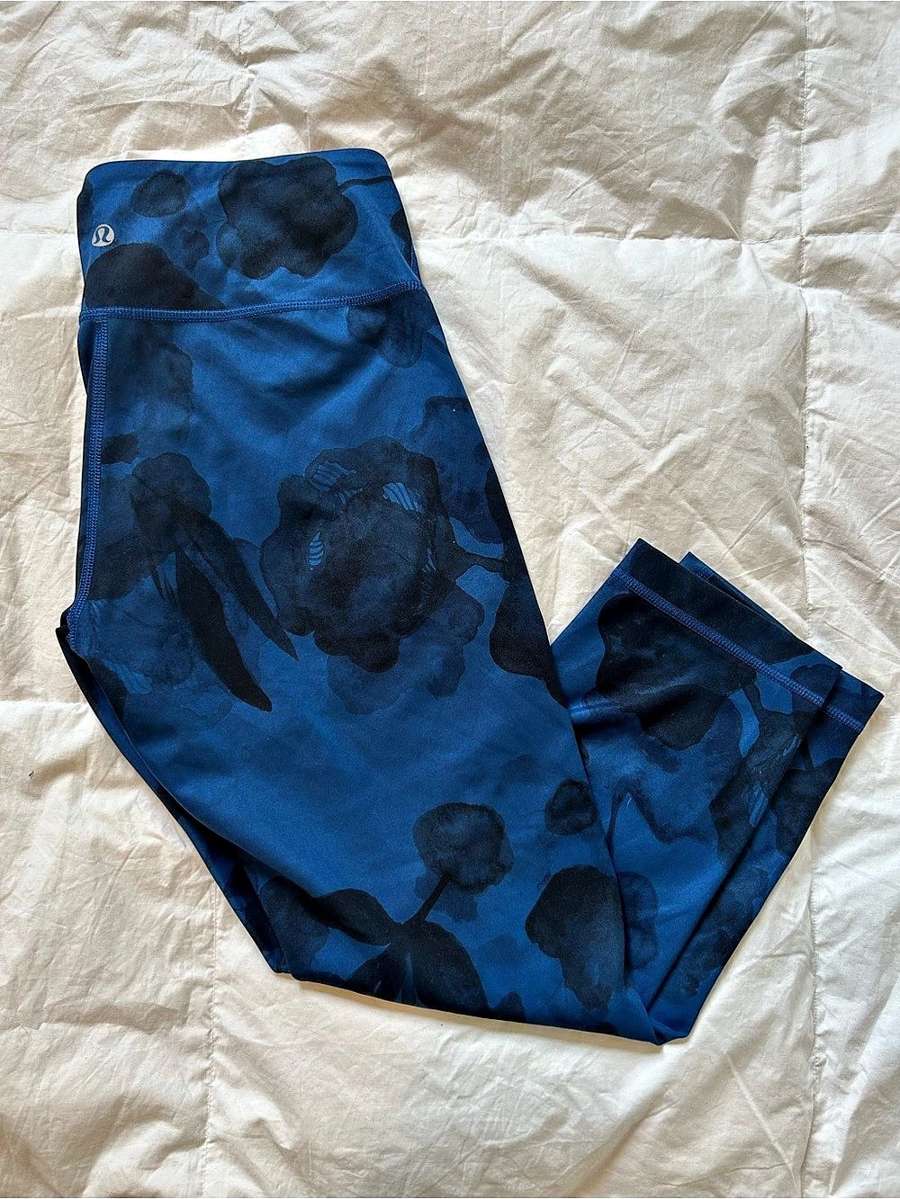 Lululemon All Sport Crop Floral Blue & Black Leggings